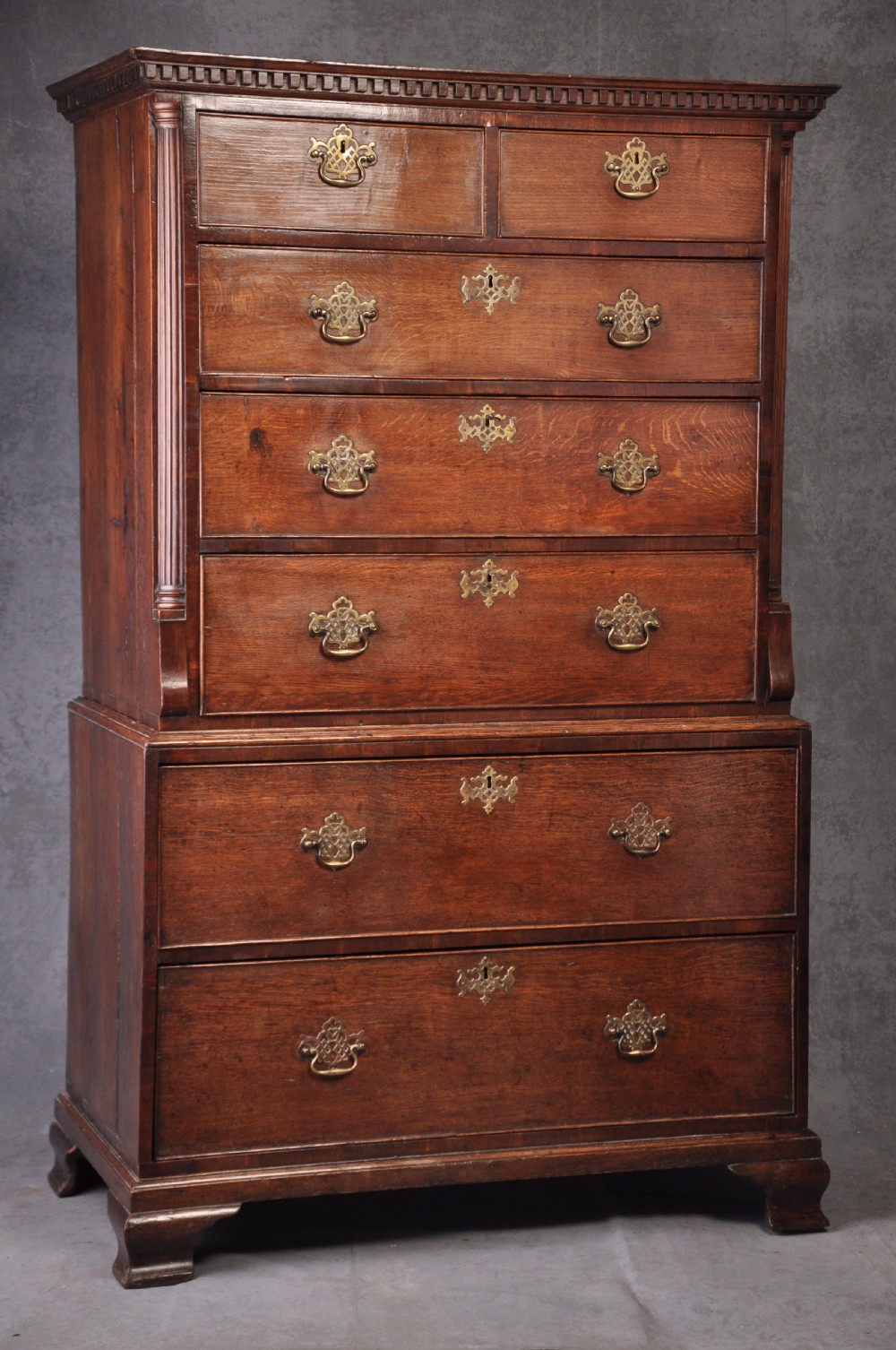 18th Century Oak Secretaire Tallboy Of Small Proportions