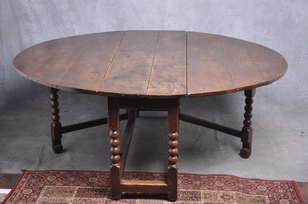 Large 17th Century Oak Drop Leaf Table View II
