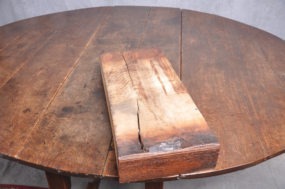 Large 17th Century Oak Drop Leaf Table View IX