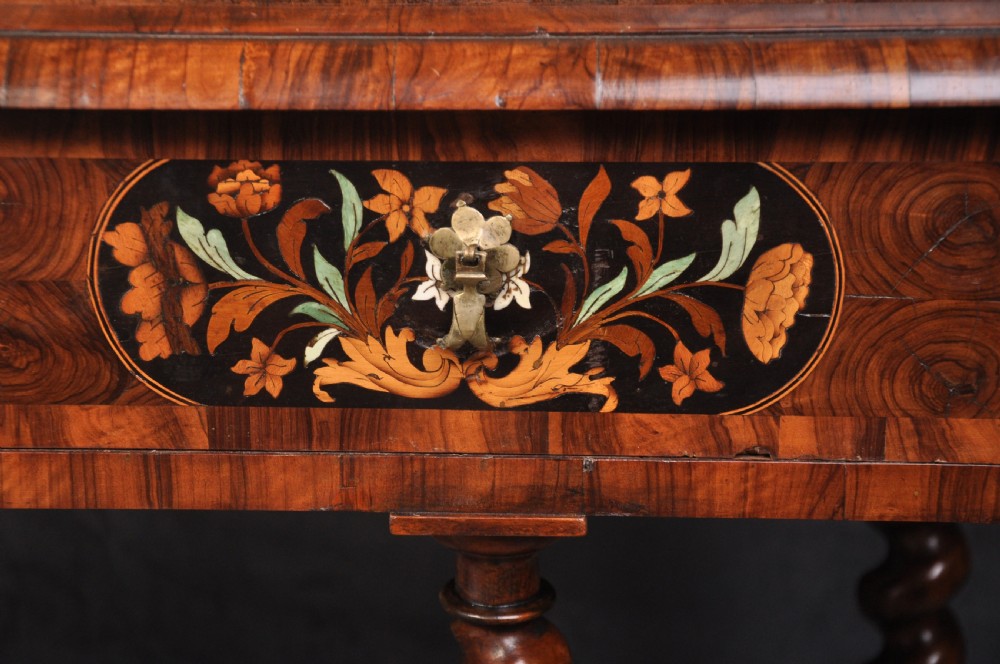 Charles II Olive Oyster-Veneered And Floral Marquetry Cabinet On Stand. View VI