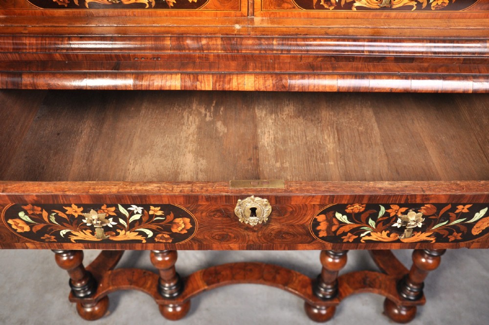 Charles II Olive Oyster-Veneered And Floral Marquetry Cabinet On Stand. View XI