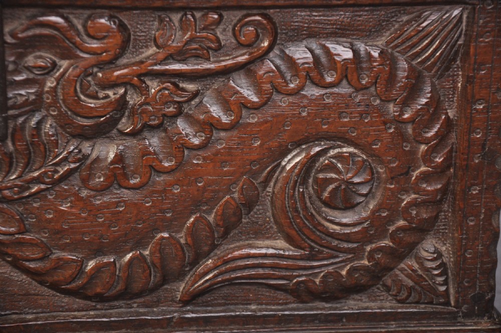 17th Century Carved Oak Box  View V