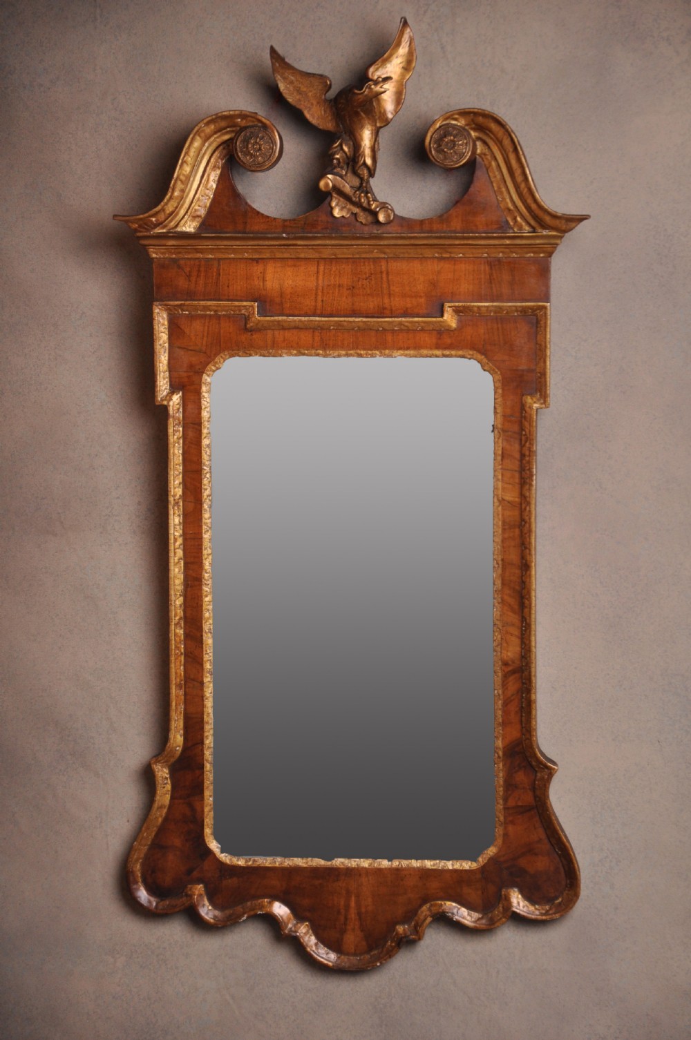 George II Walnut & Parcel Gilt Mirror