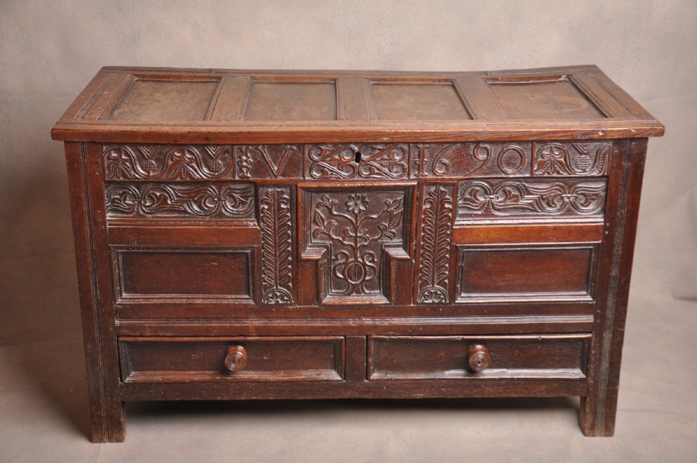 Dated 17th Century Oak Coffer View X
