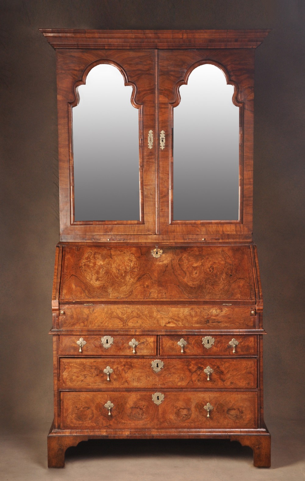 Queen Anne Walnut Bureau Cabinet 