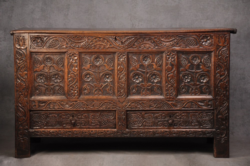 17th Century Carved Oak Coffer View VIII
