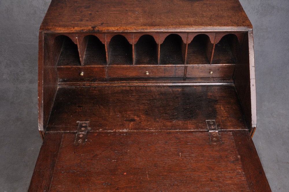 Small Early 18th Century Oak Bureau View XI