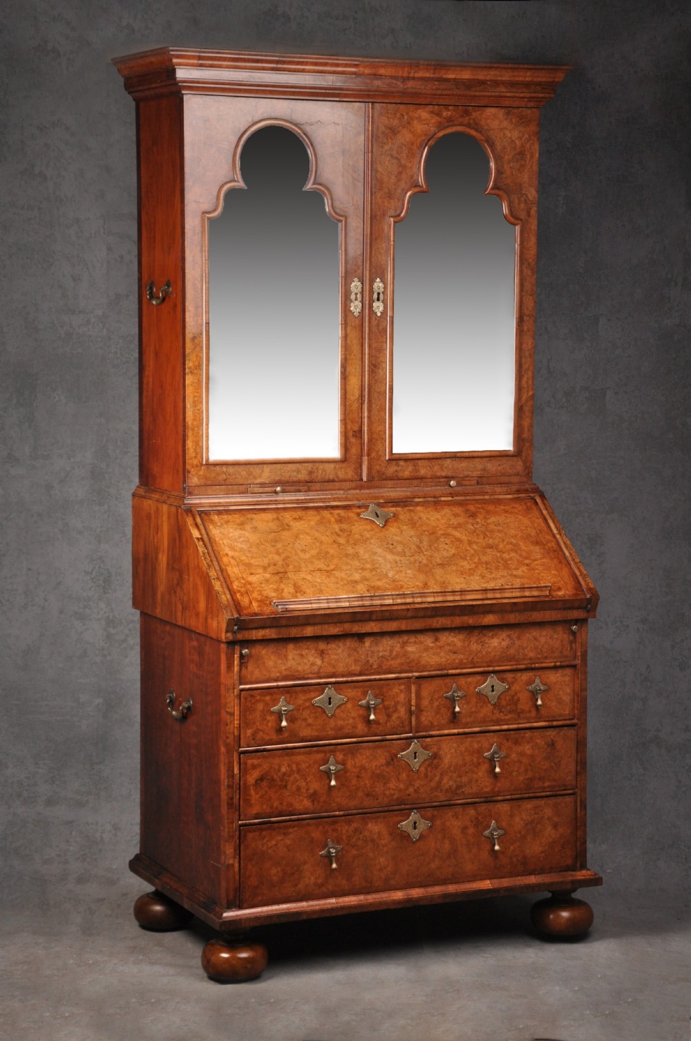 17th Century Burr Walnut Bureau Cabinet 