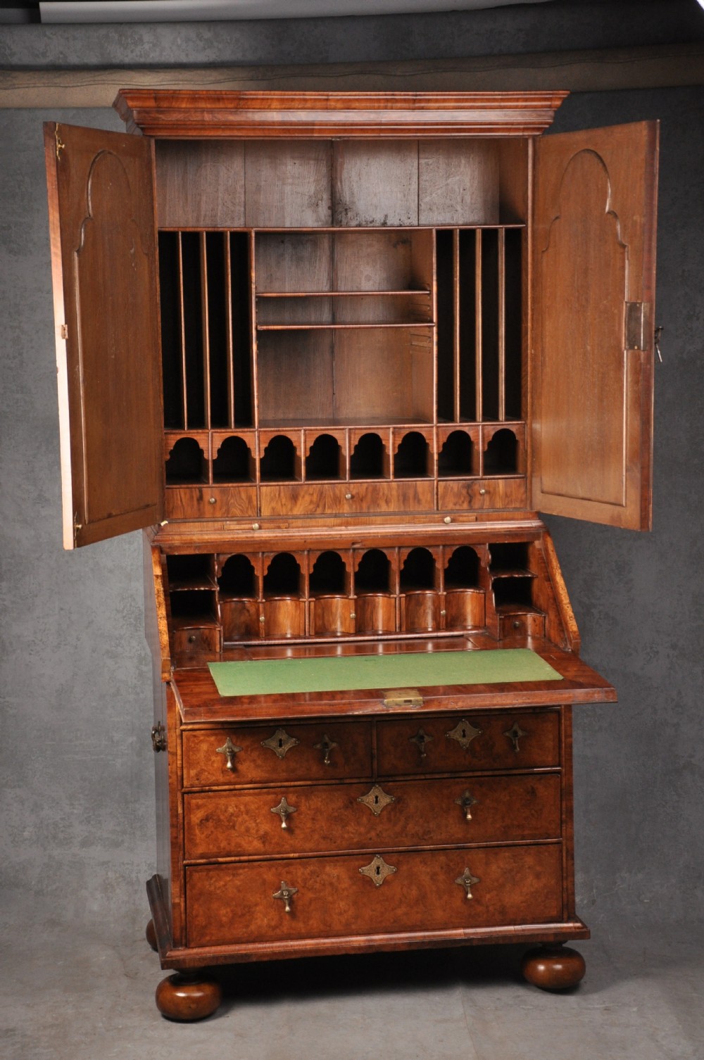 17th Century Burr Walnut Bureau Cabinet  View VI