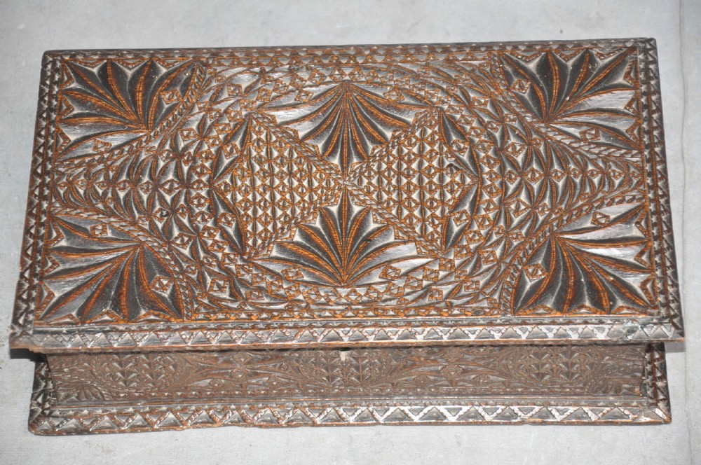 17th Century Oak Chip Carved Box View II