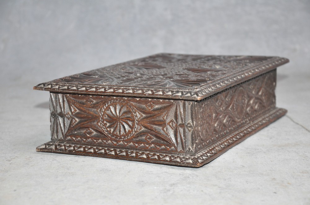 17th Century Oak Chip Carved Box View III
