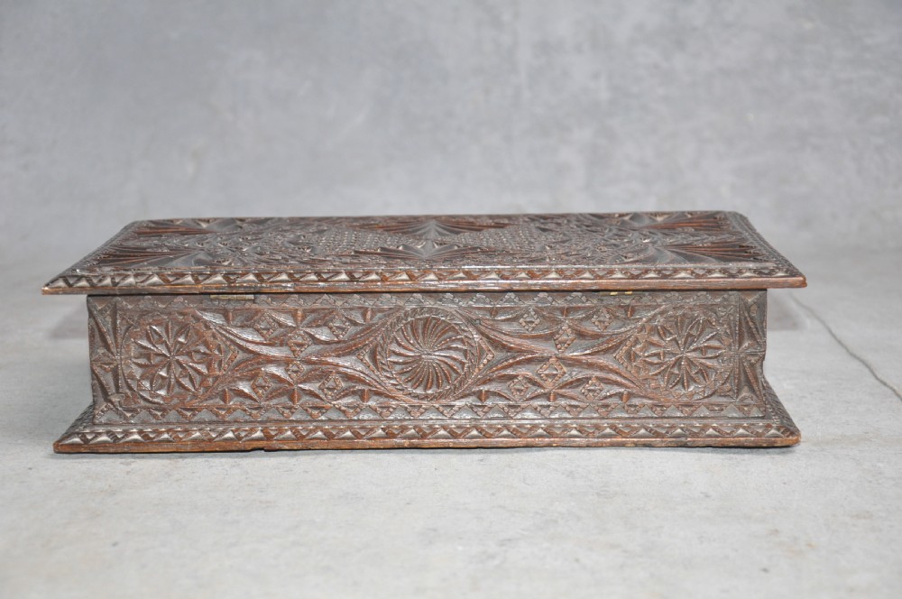17th Century Oak Chip Carved Box View IV