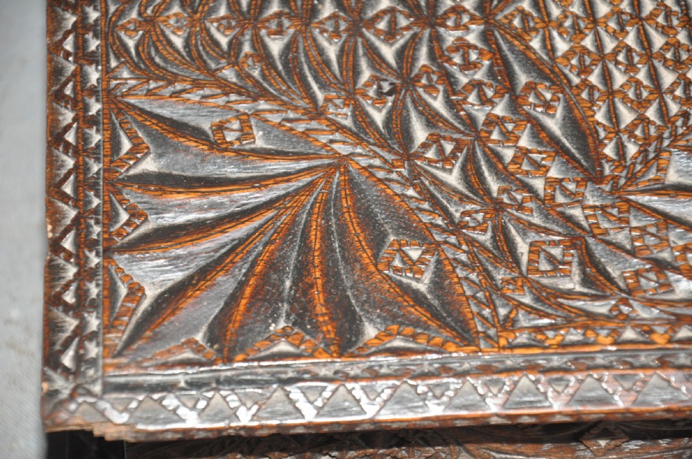 17th Century Oak Chip Carved Box View V