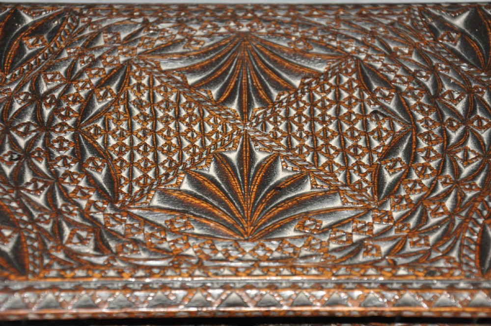 17th Century Oak Chip Carved Box View VI