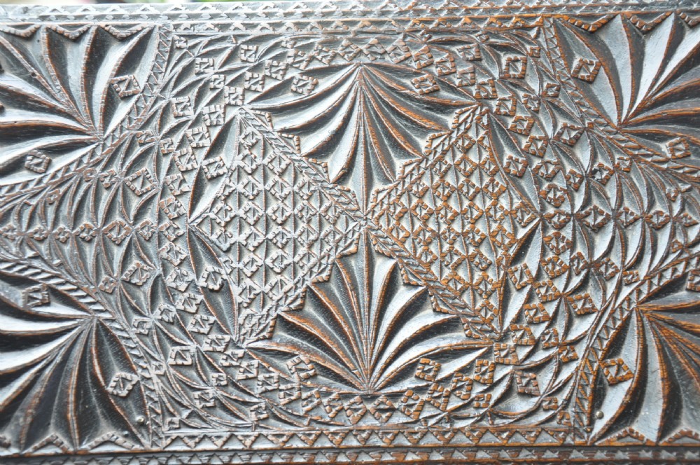 17th Century Oak Chip Carved Box View VIII