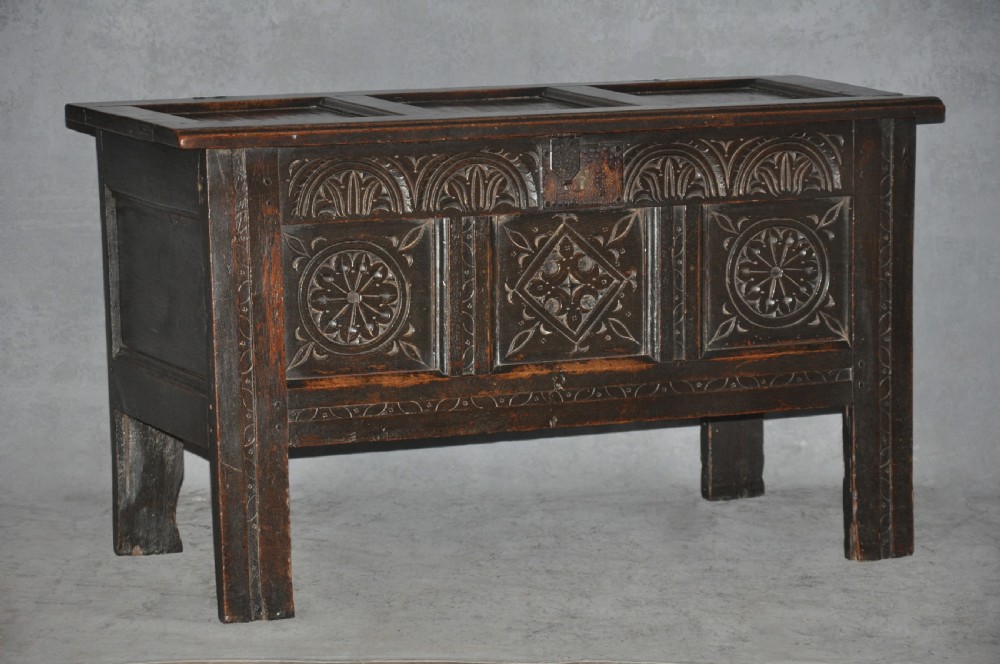 Small 17th Century Panelled Oak Coffer