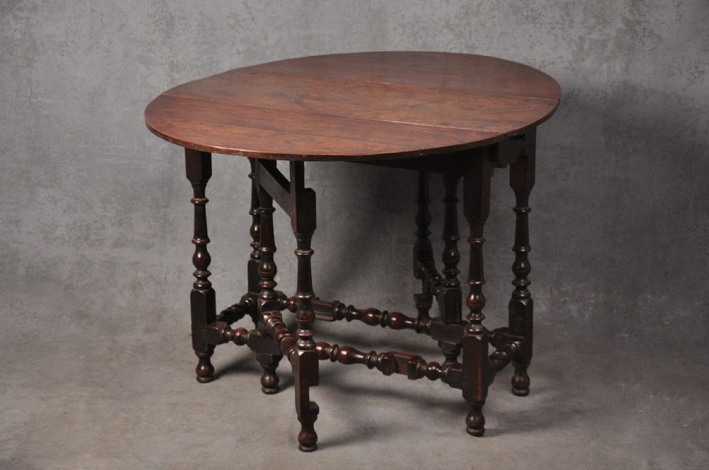 Rare Small 17th Century Walnut Gateleg Table View II