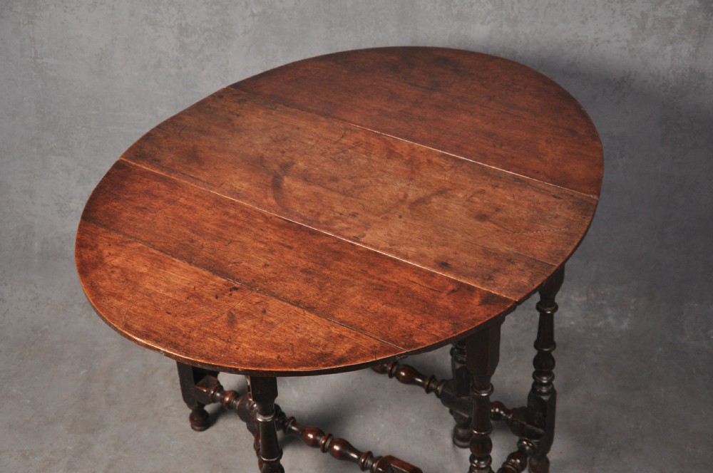 Rare Small 17th Century Walnut Gateleg Table View III