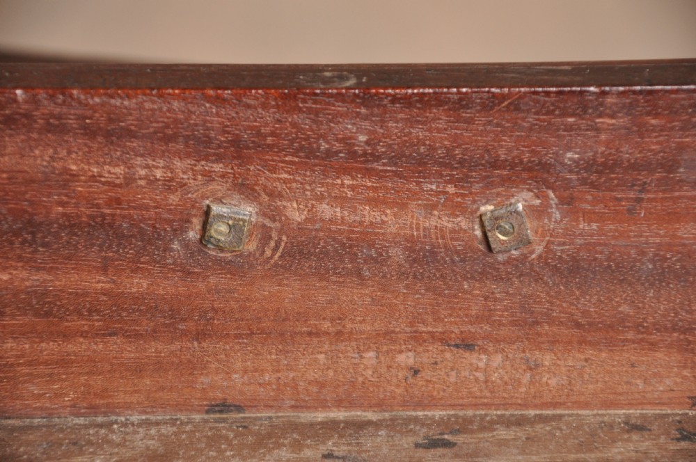 A mid-18th-century mahogany fold-over tea table featuring a single frieze drawer with brass handles and slender cabriole legs ending in pad feet. View VII