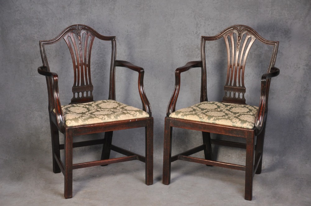 Pair Of 18th Century Mahogany Hepplewhite Armchairs