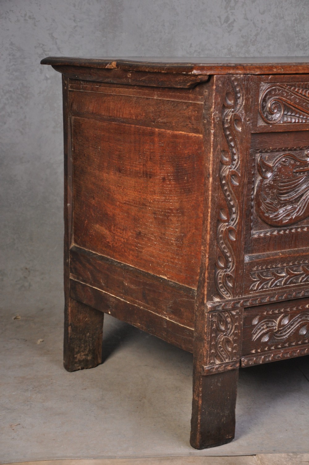 Rare 17th Century Oak Coffer View IX