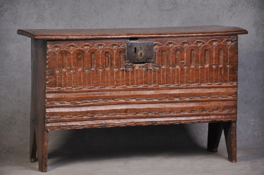 Small 17th Century Oak Plank Coffer