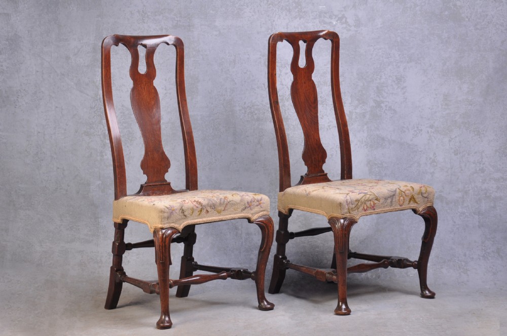 A Pair Of Early 18th Century Walnut Side Chairs