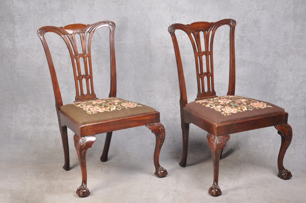 Pair Of 18th Century Mahogany Chippendale Side Chairs