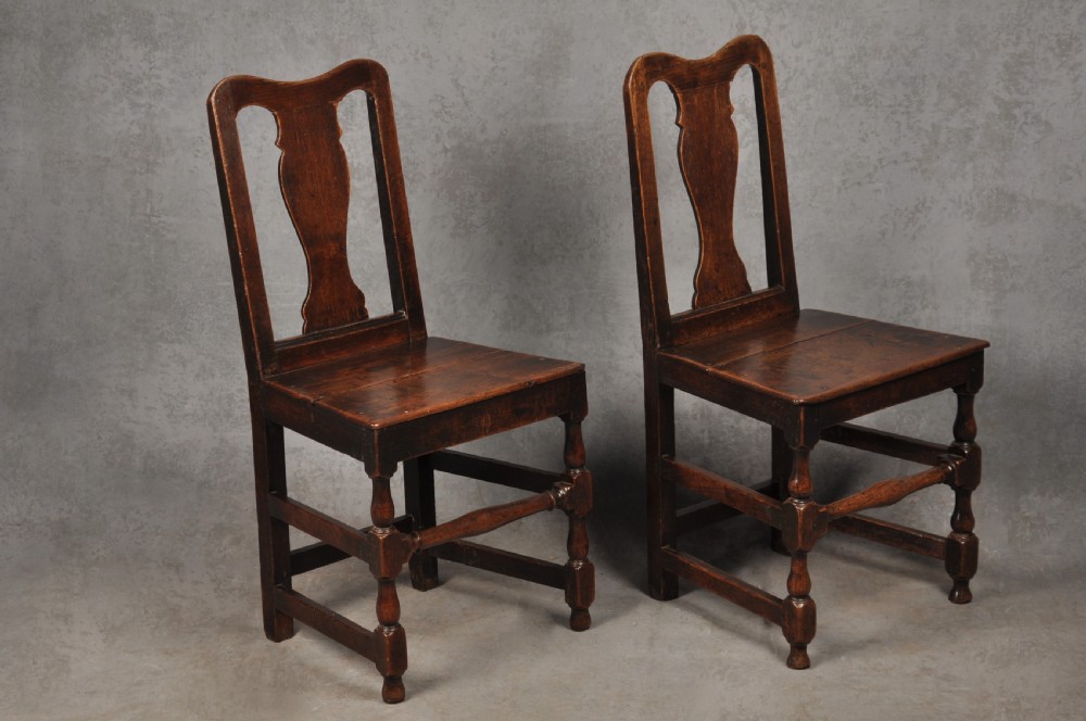 Pair Of Early 18th Century Oak Backstools
