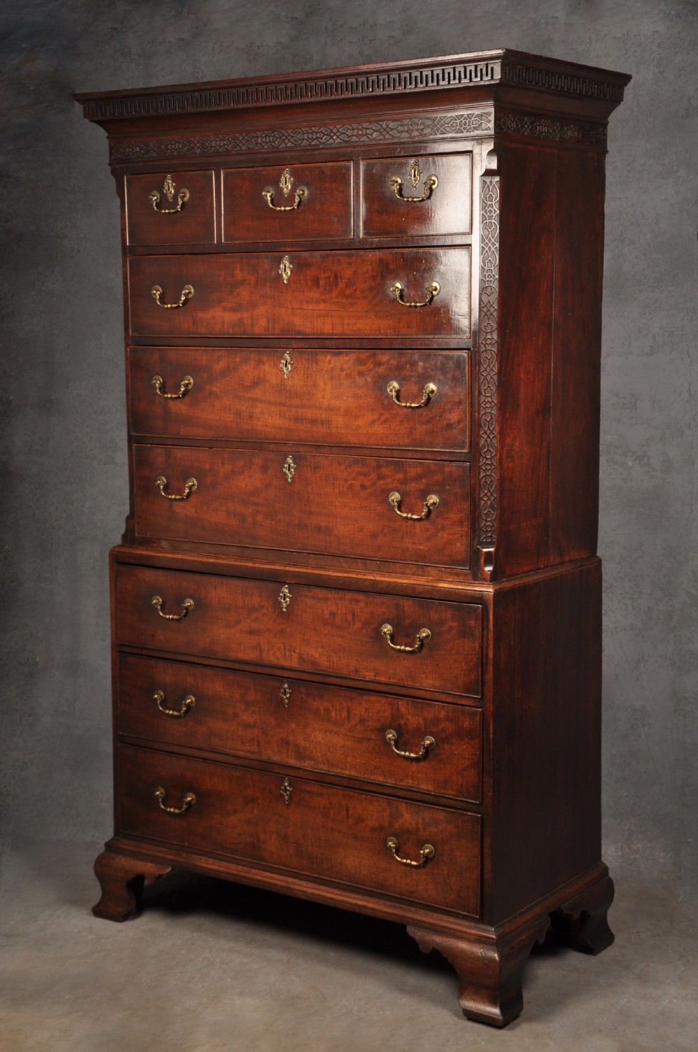 18th Century Mahogany Secretaire Tallboy View XVII