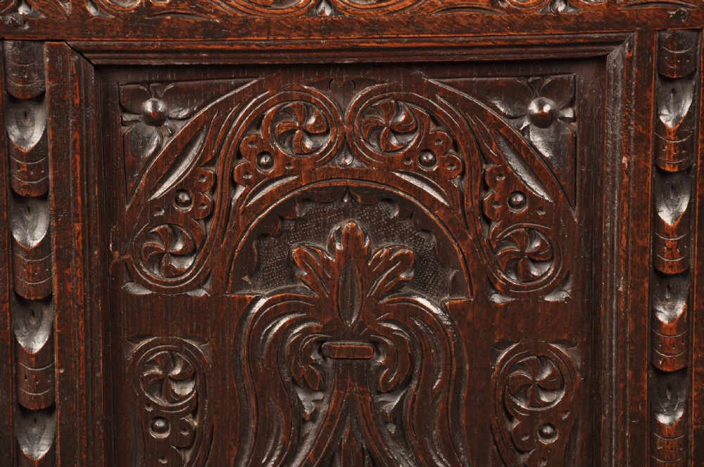 Well Carved 17th Century Oak Coffer  View II