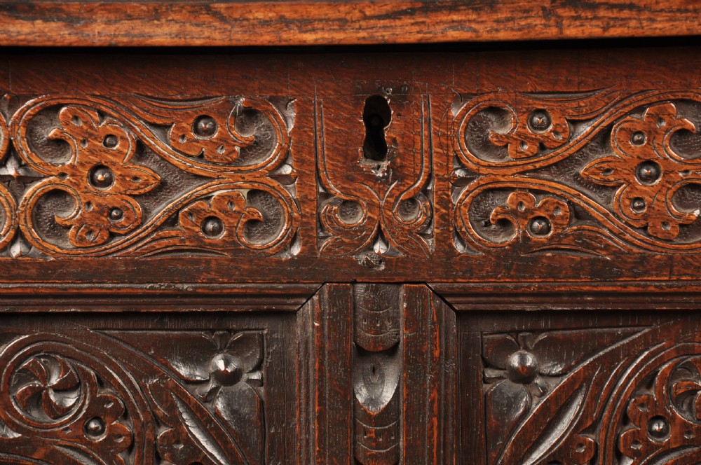 Well Carved 17th Century Oak Coffer  View IV