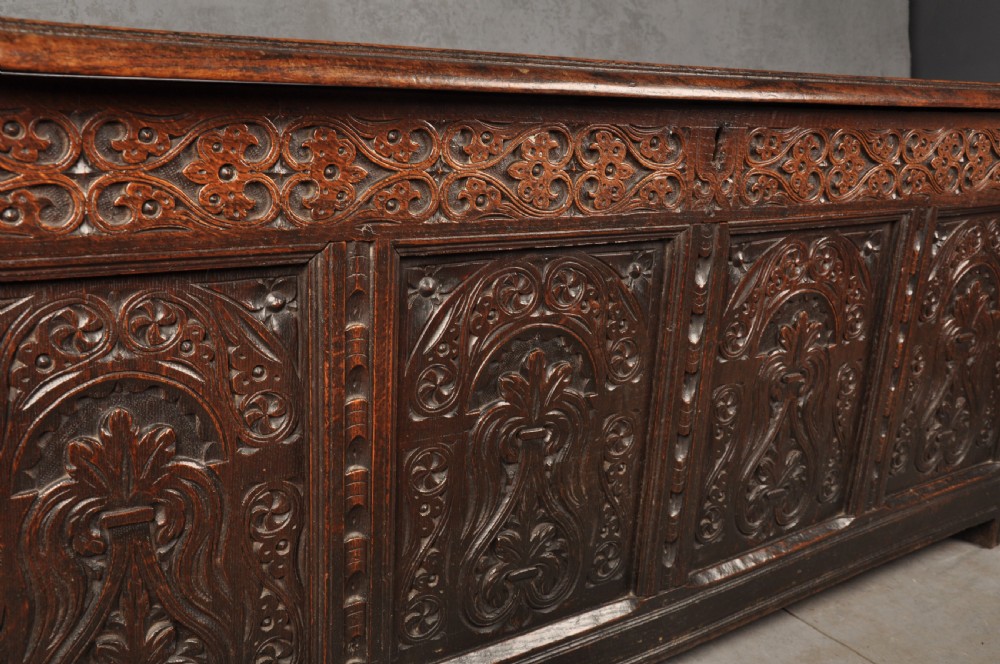 Well Carved 17th Century Oak Coffer  View V