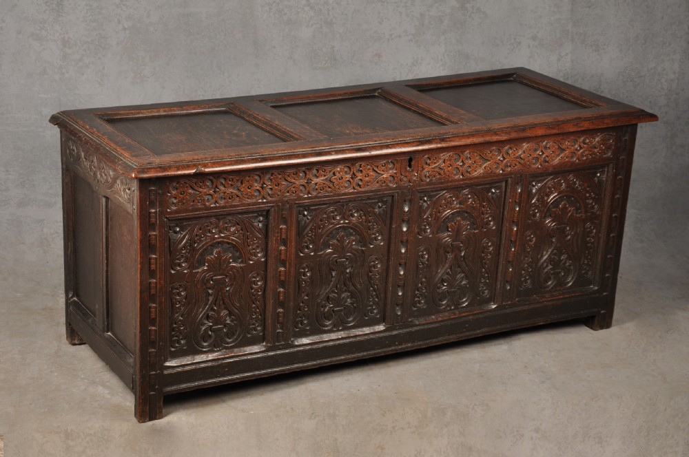 Well Carved 17th Century Oak Coffer  View VI