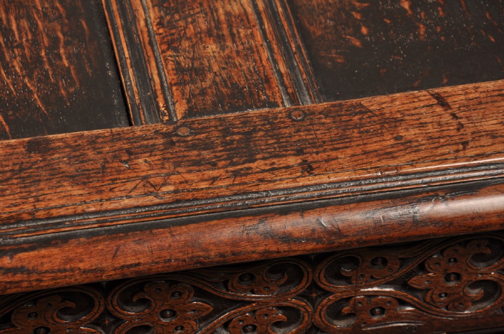 Well Carved 17th Century Oak Coffer  View IX