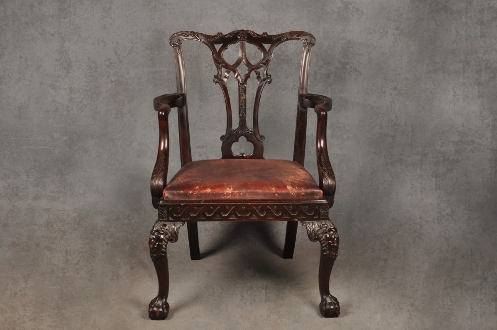 Large 19th Century Irish Mahogany Armchair