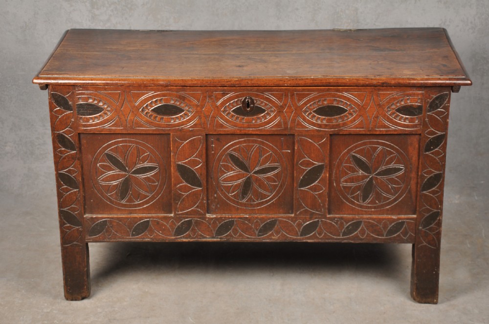 Rare 17th Century Oak & Ebonized Coffer View II