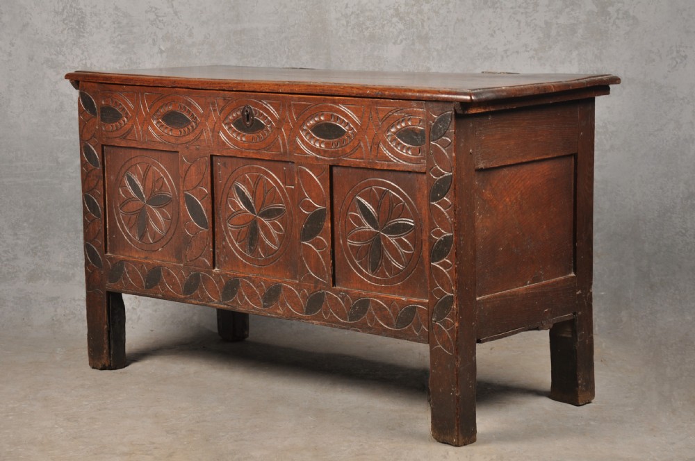 Rare 17th Century Oak & Ebonized Coffer View V