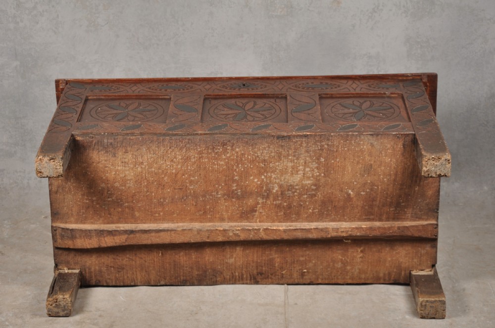 Rare 17th Century Oak & Ebonized Coffer View IX