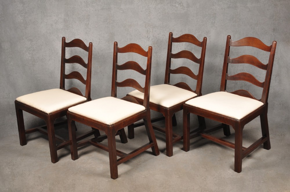 Four Fine 18th Century Mahogany Ladderback Chairs 