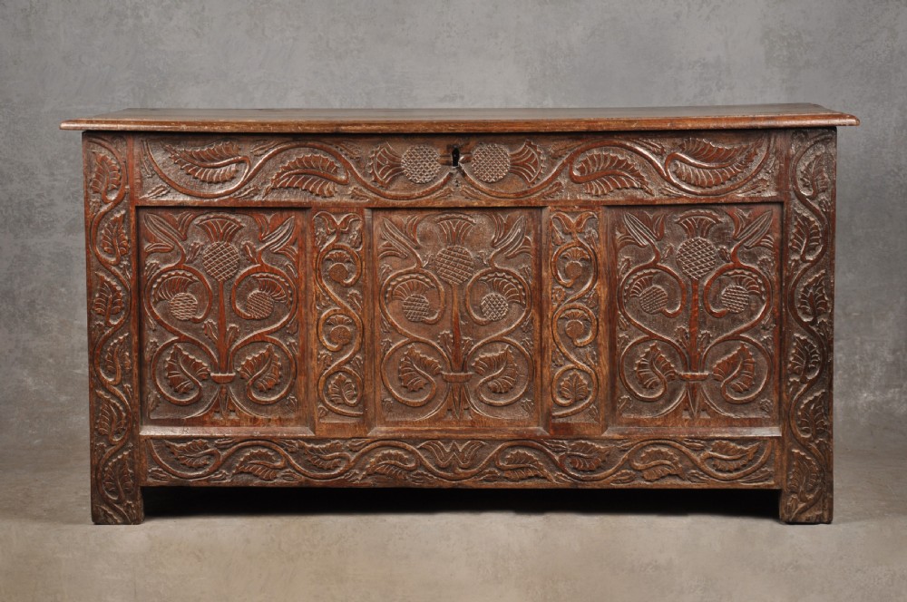 17th Century Carved Oak Coffer