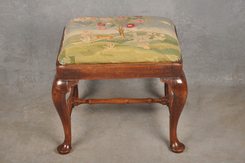 Fine Early 18th Century Walnut Stool View II