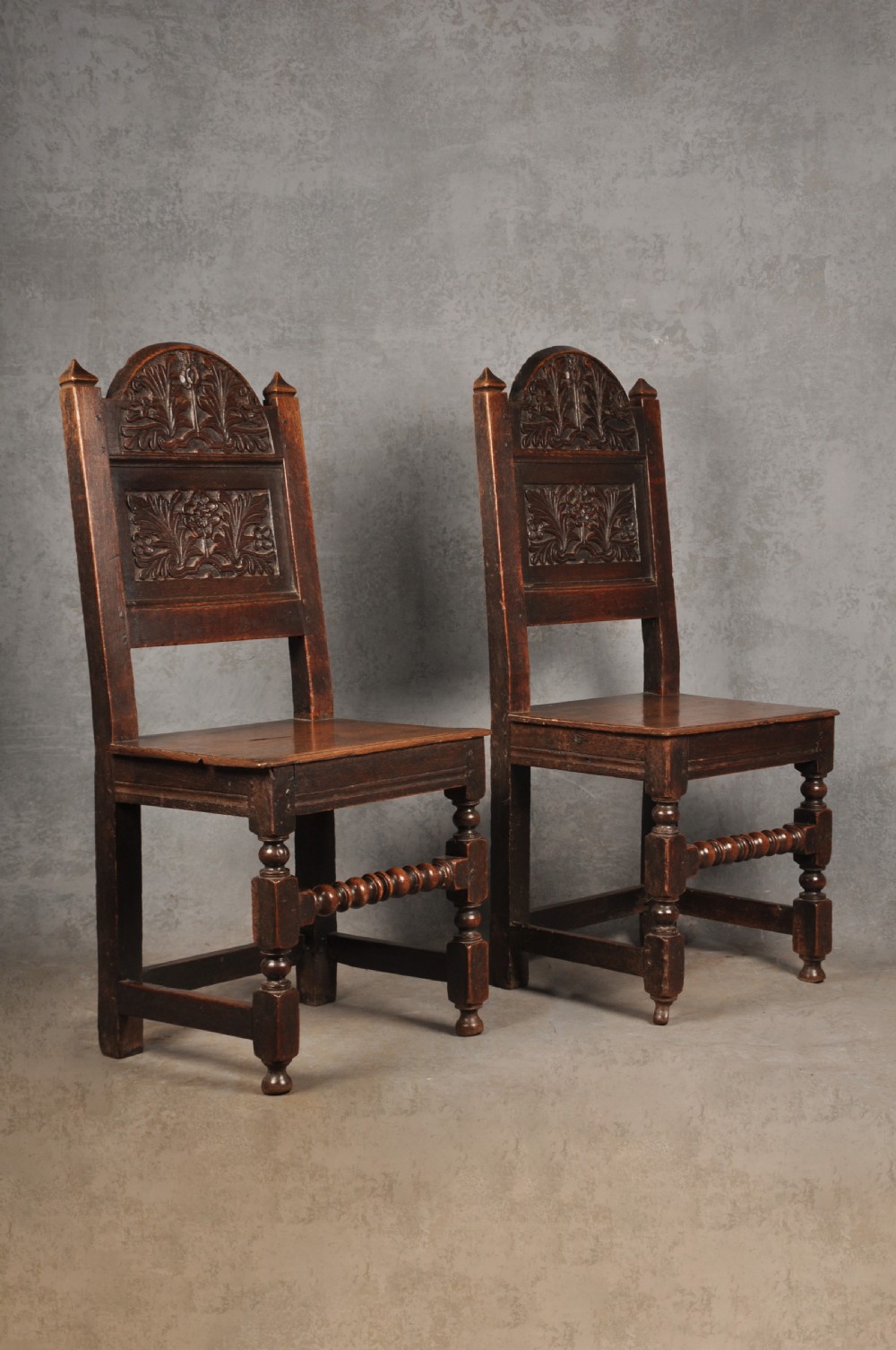 A Rare Pair Of 17th Century Oak Lancashire Chairs View III