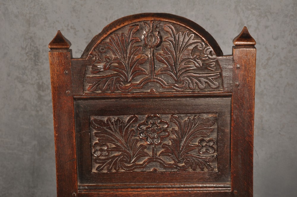 A Rare Pair Of 17th Century Oak Lancashire Chairs View V