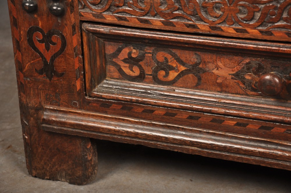 17th Century Oak & Inlaid Leeds Coffer  View V
