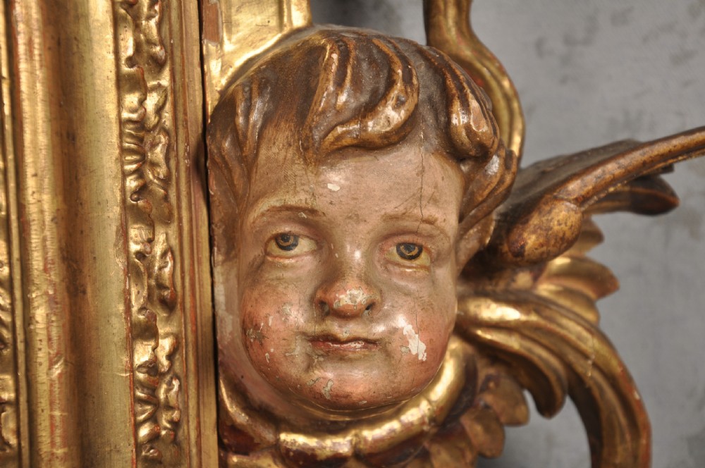Early 18th Century Spanish Giltwood & Polychrome Mirror   View VII