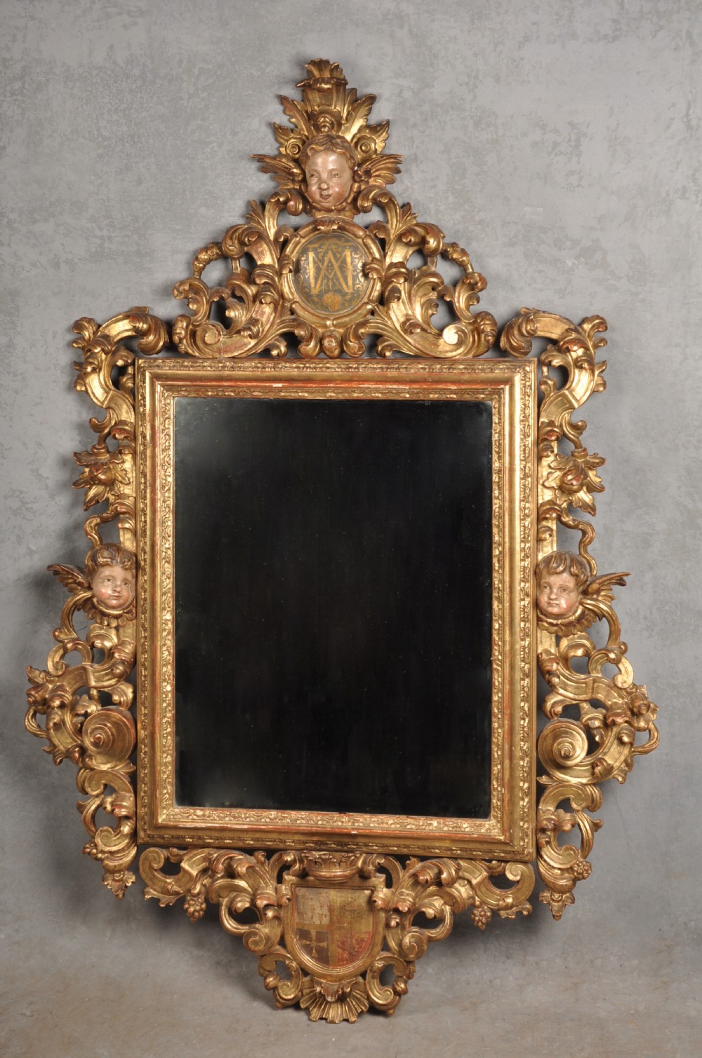 Early 18th Century Spanish Giltwood & Polychrome Mirror   View XIV