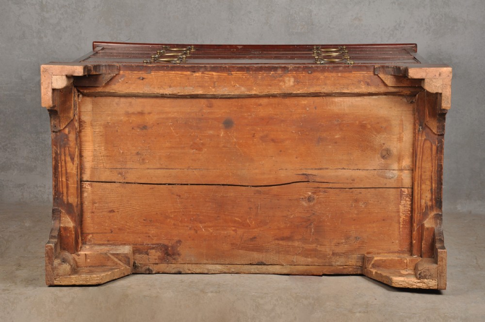 An 18th-century Georgian mahogany chest featuring four graduated drawers with brass swan-neck handles and bracket feet. View XIV