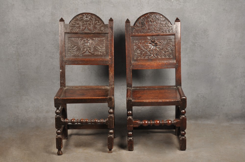 Near Pair Of 17th Century  Lancashire Chairs 