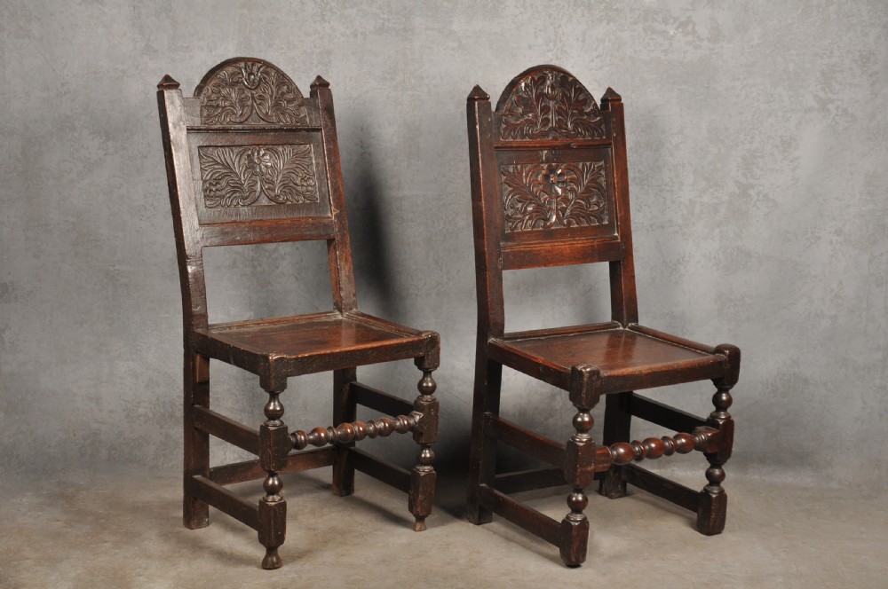 Near Pair Of 17th Century  Lancashire Chairs  View II
